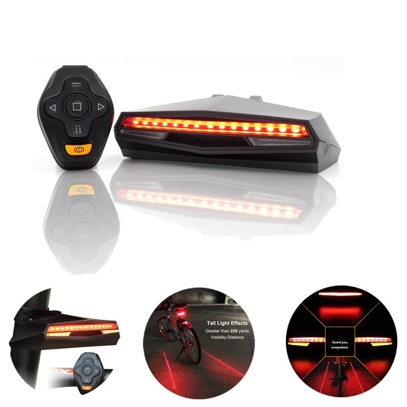 Bike Lights Tail Cycling USB Chargeable Remote Control Turn Signals Laser Bicycle Rear LED Light Wireless Lamp Accessories