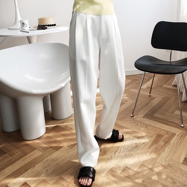 White Suit Pants Woman High Waist Loose Harem Pant Pockets Office Ladies Fashion Pink Trousers Korean Style Autumn New 201111
