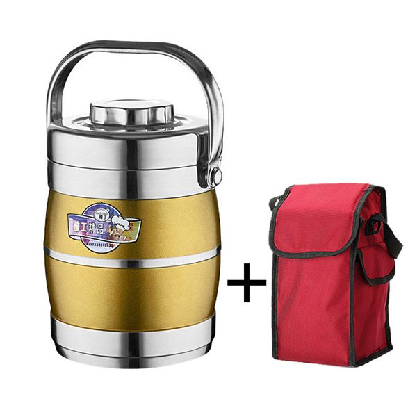 2.2L Double Wall Vacuum Thermal Insulated Stainless Steel Lunch Box Portable Office Large Food Container Adult Bento Lunchbox T200710