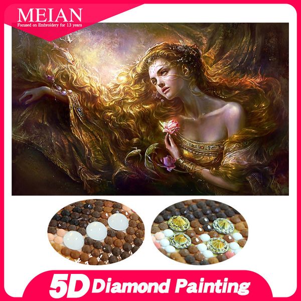 Meian Special Shaped Diamond Embroidery Beauty Lady 5D Diamond Painting Cross Stitch 3D Diamond Mosaic Full Drill Home Kits 201201