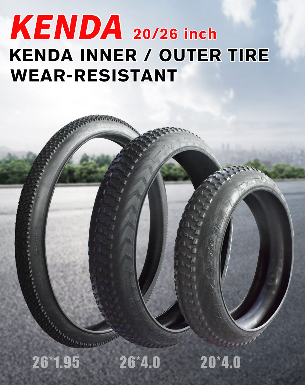 KENDA City Non-slip Wear-resistant Bicycle Tires Are Suitable For Electric Mountain Bike Snowmobile Beach Cruiser