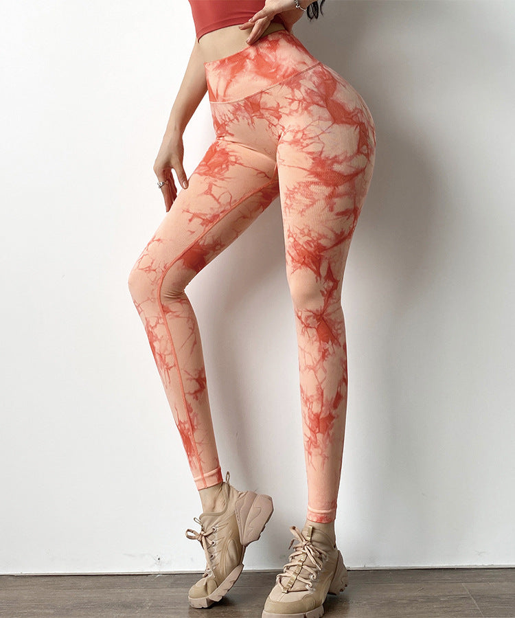 Trendy Leggings Womens Camouflage Hip-lifting Leggings Sports High Waist Tie-dye Breathable Yoga Pants Fitness Clothes