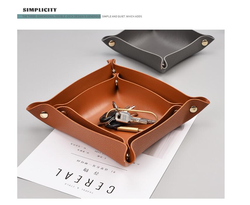 Fashionable and colorful Desktop Storage Boxes tea table porch key storage tray household goods sundries leather box cosmetics