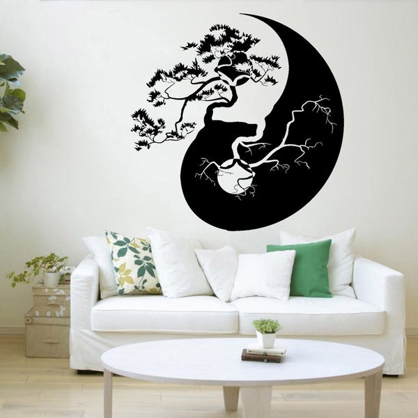 Zen Wall Decal Yin Yang Tree Asian Style Home Decoration Book Room Vinyl Living Room Interior Self-adhesive Wall Stickers Y462 201201