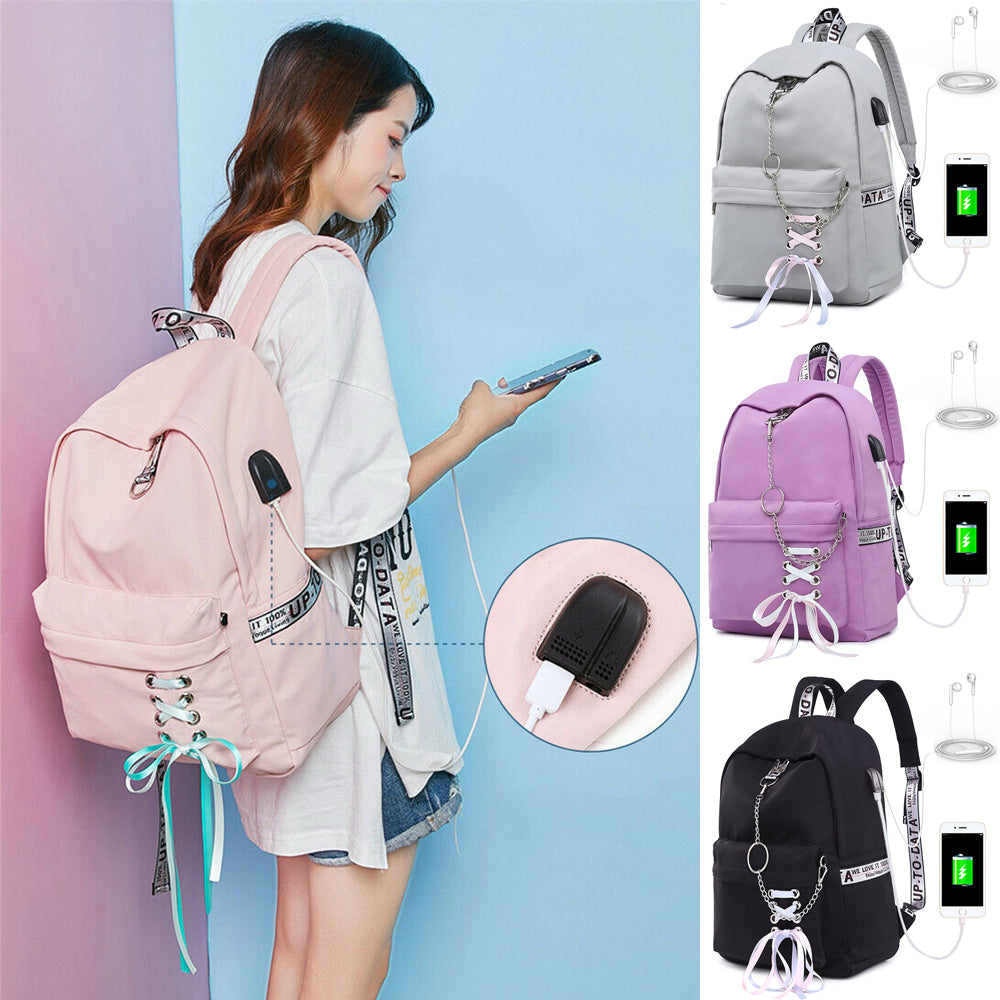 Anti-theft Women Laptop Notebook Backpack + USB Charging Port School Bag
