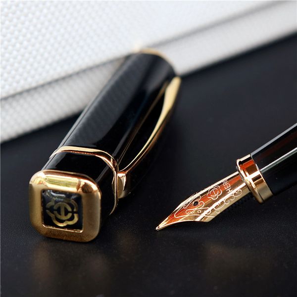 Hero 979 Square Cap Metal Fountain Pen Golden Plates Clip Iridium Fine Nib 0.5mm Fashion Writing Ink Pen for Office Business 201202