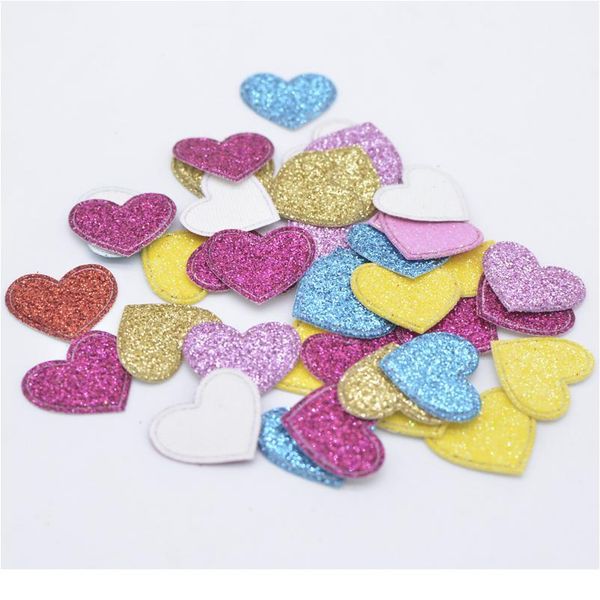 100pcs-lot Mixed Glitter Leather Heart Shape Appliques For Diy Clothes Crafts Sewing Supplies Headwear Hat Decor Accesso jllGOs