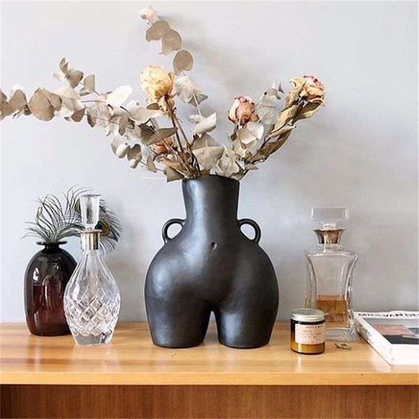 BAO GUANG TA Arts Girl Bust Vase Decor Interest Ass Statue Woman Model Flower Pot Home Decoration Accessories Gift LJ201209