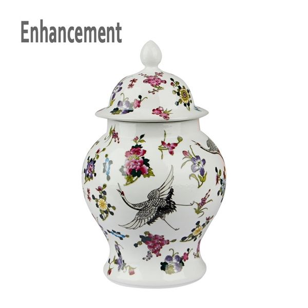 Antique Luminous Ceramic General Tank Vase Noctilucence Flowers Hat-covered Ginger Jars Ornament Creative Gift LJ201209