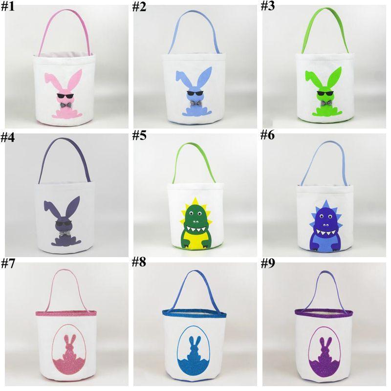 DHL Easter Rabbit Bucket Easter Bunny Basket Jute Kids Egg Candies Baskets Gifts Candy Canvas Barrel Tote Easter Handbags Bags FY4454