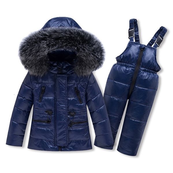 Winter Children Ski Snow Suit Warm Clothing Set down Jacket Overalls toddler Boy baby girl Clothes Kids thin Outerwear coat 201126