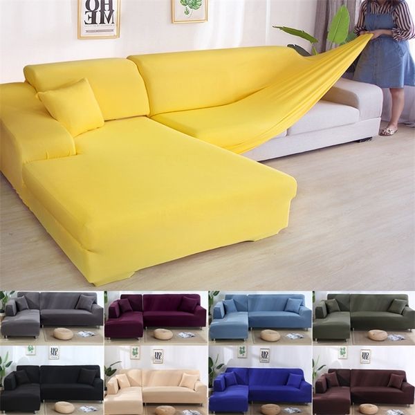 Elastic Solid Slip Seat Covers Couches L Shaped Corner Sofa Covers for Living Room Furniture Sectional Couch Covers Protector LJ201216