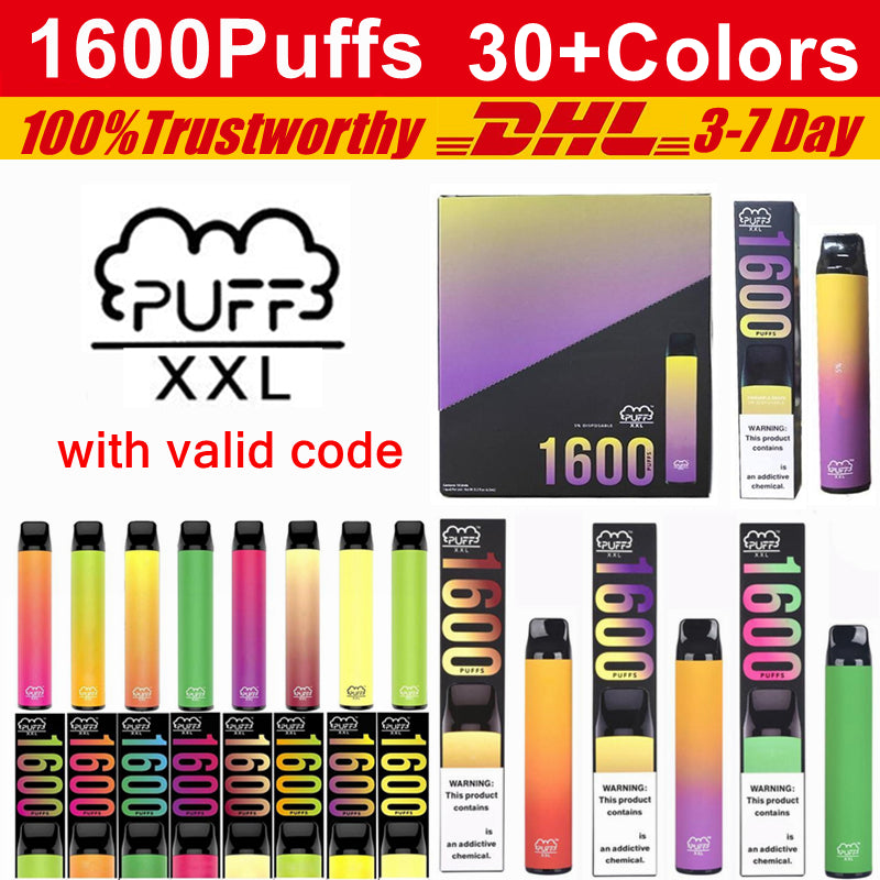 Puff XXL Disposable Vape pens 1600 Puffs 850mAh Battery Puff Bar Bars Posh Plus Bang XL XXL Pre-filled Device Kits Disposable e cigarettes