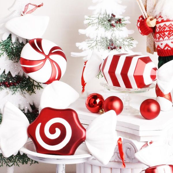 Party Decoration 32cm Pendant Christmas Wedding Decorations Stage Props Red And White Painted Candy Layout