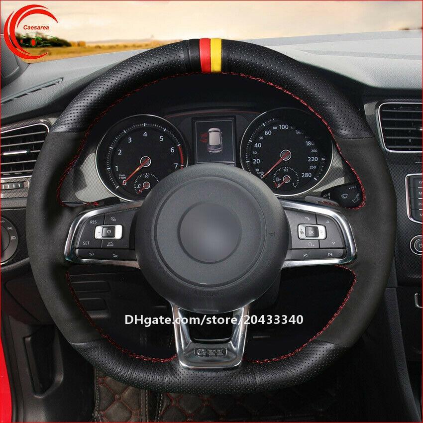 Hand-stitched Leather Car Steering Wheel Cover for Volkswagen Jetta GLI 2015-20