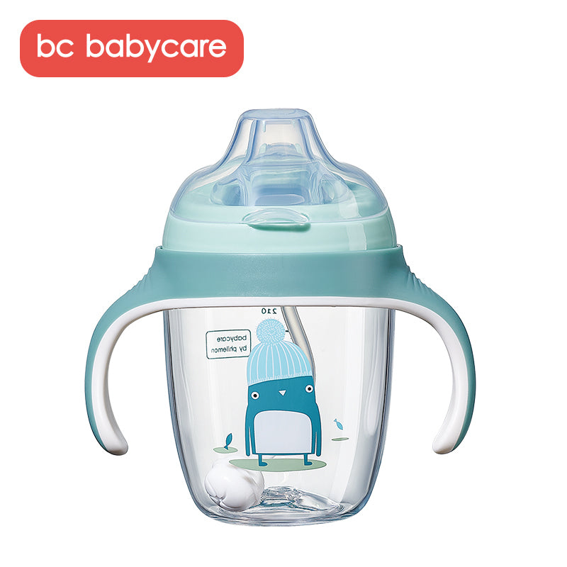 BC Babycare 210-300ml Baby Sippy Cup Toddler Drinking Water Handle Straw Bottle Leak-proof Infant Training Drinking Sippy Cup LJ200831