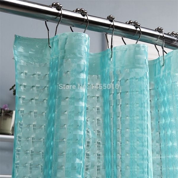 Happy Tree PEVA 3D Translucence Waterproof Shower Curtain Thicken Plastic Bathroom Curtain Water Cube 3D Bath Curtain. LJ201128