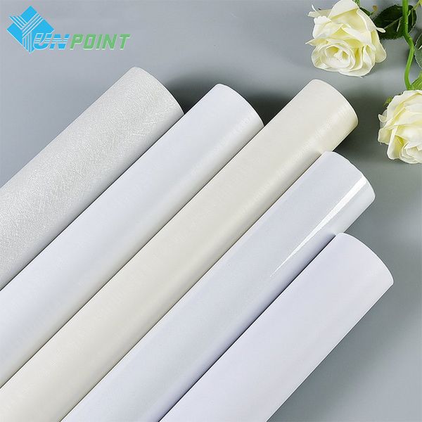 Waterproof Wall Papers Self-adhesive Pure White Decorative Film Cupboard Wardrobe Door Desktop Furniture Renovation Wall Sticker 201106