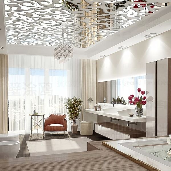 Mirror Wall Stickers Sticker Room Decoration Home Decor Decorative Ceiling Modern House Bedroom 3D Retro Mural Wallpaper R236 201106