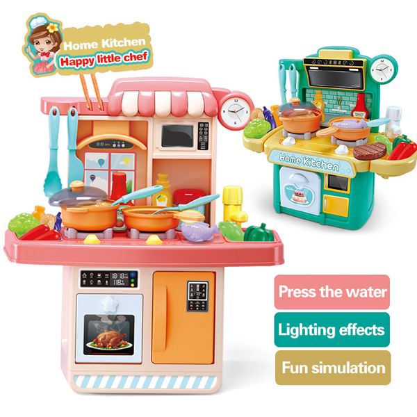 23-26Pcs Kid Kitchen Toys Simulation Kitchen Toy Spray Water Dinnerware Pretend Play Kitchen Cooking Table Set Children&#039;s Gift LJ201009