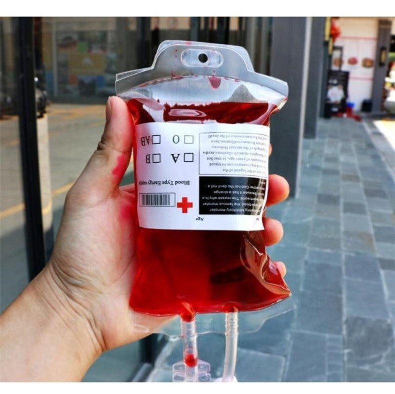 clear food grade pvc material reusable blood energy drink bag halloween pouch props empty 350ml vampire beverage bags shipping