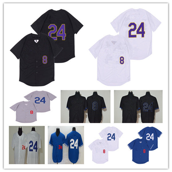 Men Women Youth 8 24 Legend Mamba Bryant Movie Baseball Jersey Shirt Full Stitched Yellow Blue White Grey Black S-4XL