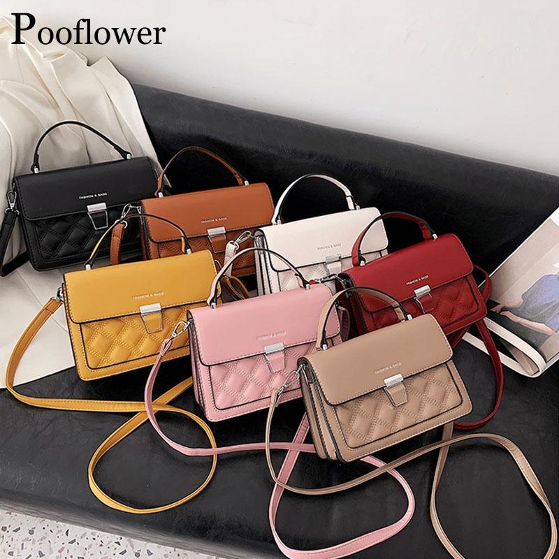 Cross Body Pooflower Fashion Diamond Lattice Candy Color Small Handbags Women PU Leather Crossbody Bag For Lady Purse Shoulder Bags ZH372