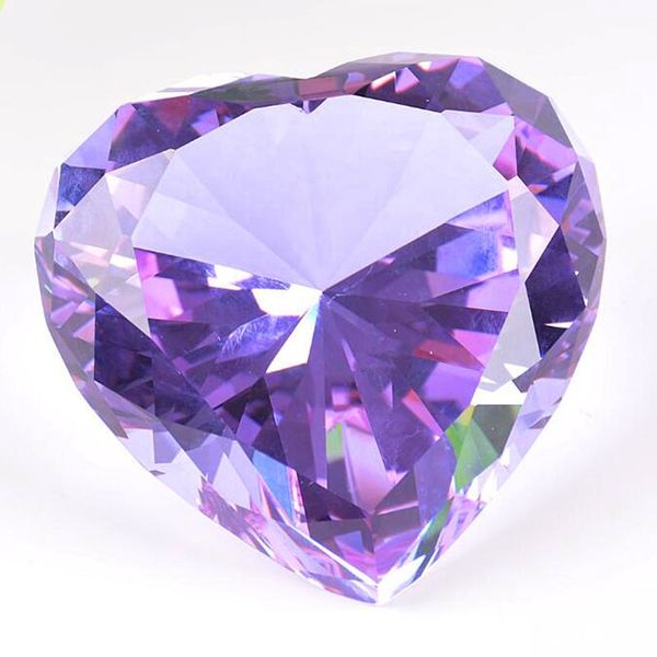 90mm Heart Shape Crystal Diamond Figurine Glass Paperweight Party Home Decor Ornaments Birthday Wedding Souvenir Christmas Gift T200703