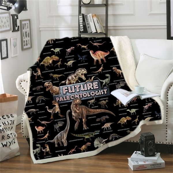 Dinosaur Family Blanket for Kids Cartoon Microfiber Jurassic Plush Sherpa Throw Blanket on Bed Sofa Boys Bedding B1000 LJ200819