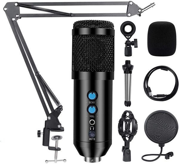 USB Condenser Microphone for Computer, Professional PC Kondensator Microphone for Computer Gaming,Podcast, LiveStreaming, YouTube Recording