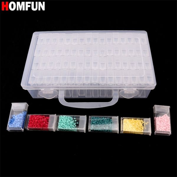 HOMFUN Diamond embroidery diamond painting tool! 64 lattice, transparent plastic storage box, 64 Grid jewelry Drill Storage Box 201202