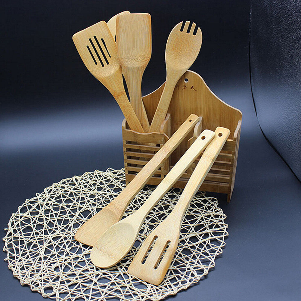 Cooking Tool 5 Piece Set Bamboo Shovel Utensil Kitchen Wooden Cook Tools Spoon Spatula Mixing Kitchen Wood Spatula Tool