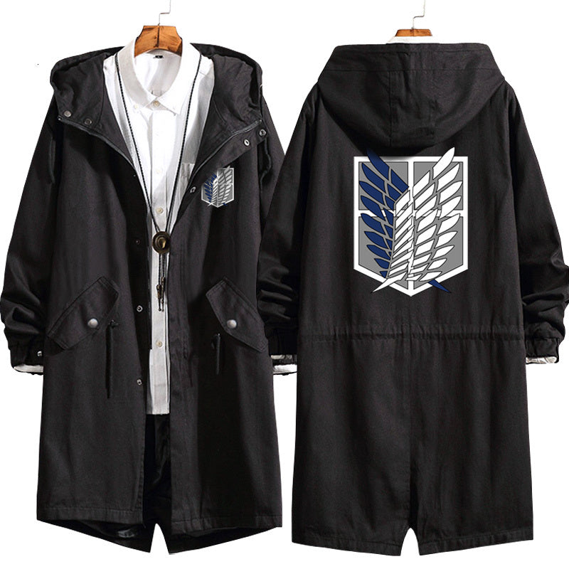 2021 Fashion New Men Coat Anime Attack on Titan Long Hoodie Jacket Eren Jaeger Cosplay Trench Sweatshirt Overcoat 2ubx