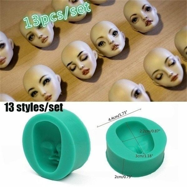 13 Pattern 3D Dolls Face Silicone Mold Sponge Fondant Cake Choolate Baking Tool Baby Face Mold Y200618