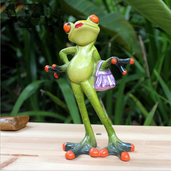 Resin Frog Animal Crafts 3D Frog Figurine Home Office Desktop Decoration Garden Indoor Outdoor Miniatures Y200106
