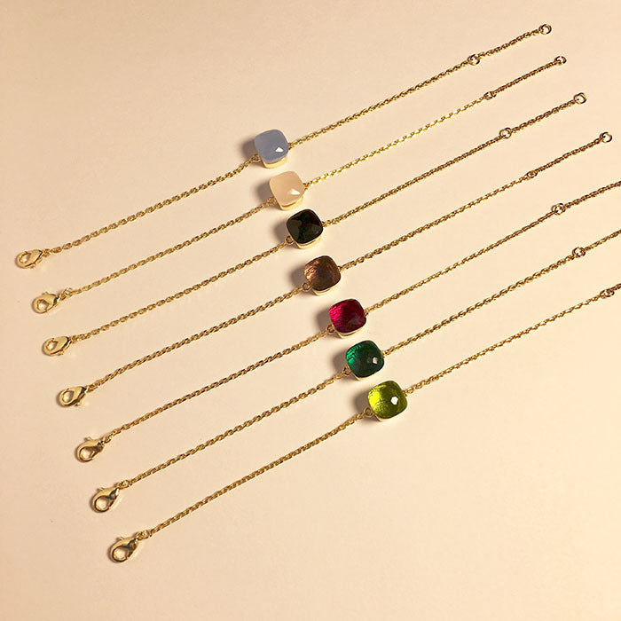 2021 Gold Bracelet gemstone style fashion bracelets wholesale candy color multi faceted crystal bracelet women jewelry designer bracelets