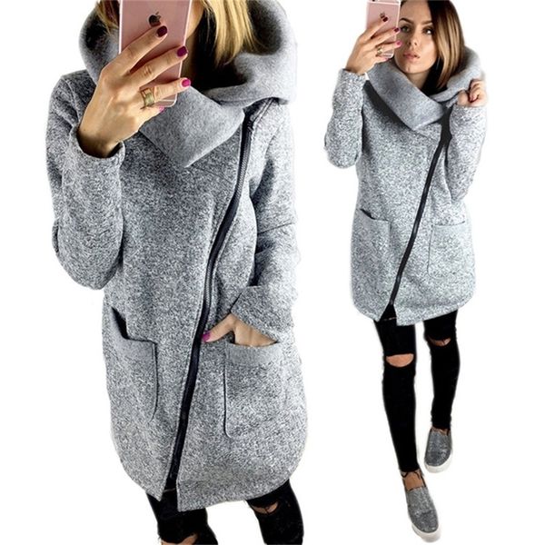 Jacket Woman Autumn Winter Plus Size Cotton Overcoat Lapel Zipper Loose Outerwear For Female Causal Autumn Winter Womn Jacket 201211