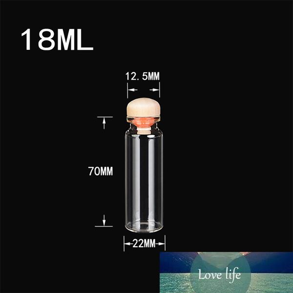 50 pcs 22x70x12.5 mm Clear Transparent Small Glass Bottles With Round Dome Corks DIY 18 ml Leak-proof Wood Stopper Gift Jars