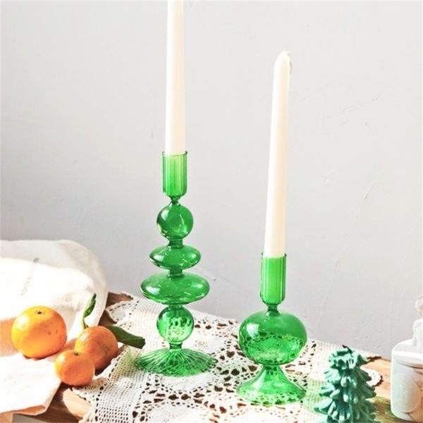 Nordic Artist Style Candle Holders Candlestick Wedding Table Centerpieces Fashion Decoration for Home ners Crystal Glass 211222