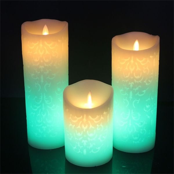 Color Change Gradient LED Candles Remote Control Electronic Flameless Breathing Candle Night Lights Wedding Party Decoration 211222