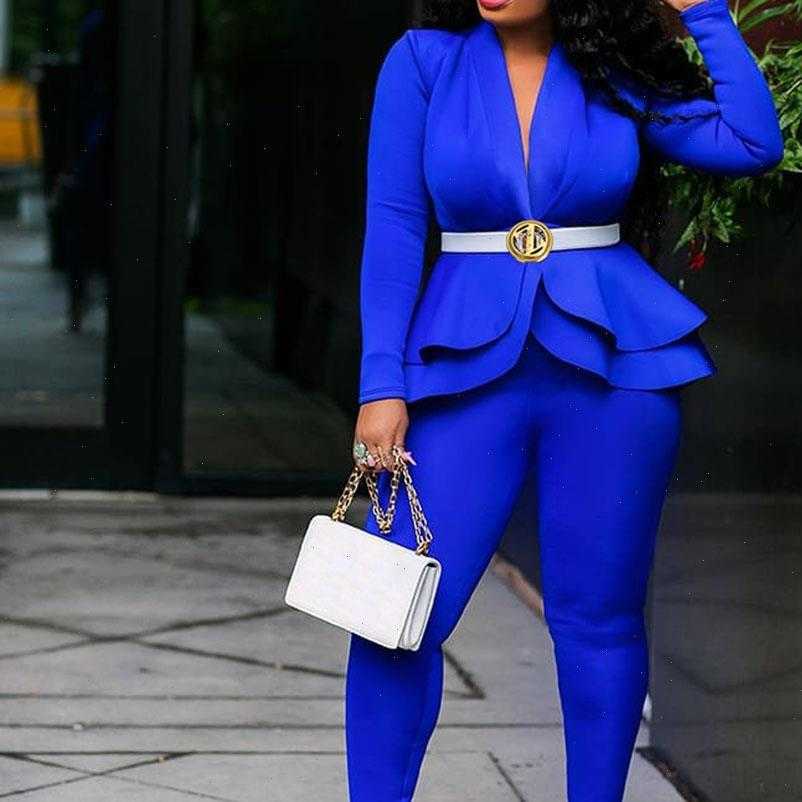 Womens Tracksuits Plus Size Office Ladies Blue Pink 2 Two Piece Set Top and Elegant Female Casual Business Matching Outfits