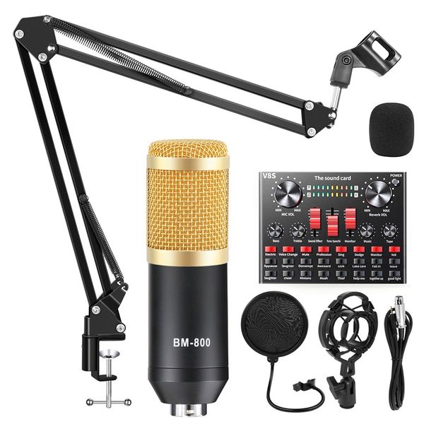 Microphones Kit mezclador, interfaz de Audio para teléfono, ordenador, PC, grabación Podcast, micrófono condensador BM800, tarjeta de sonido
