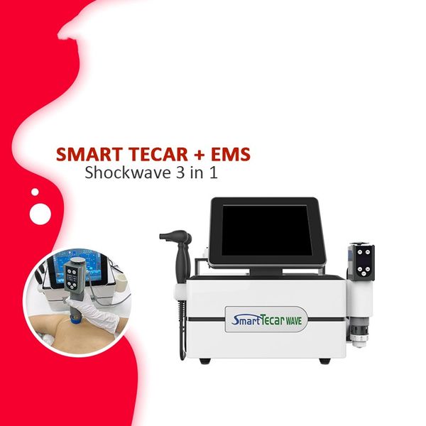 3 in 1 Extracorporal shock wave therapy machine EMShock and Smart Tecar Shockwave Portable Physiotherapy Equipment EMS Muscle Stimulation Pa