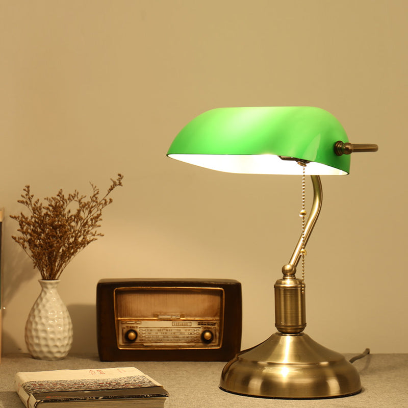 Antique Bronze Desk Lamps Traditional Table Lamp Reading Light Night Green Glass Adjustable Task Brass Lighting Office Bank Bureau Work Study