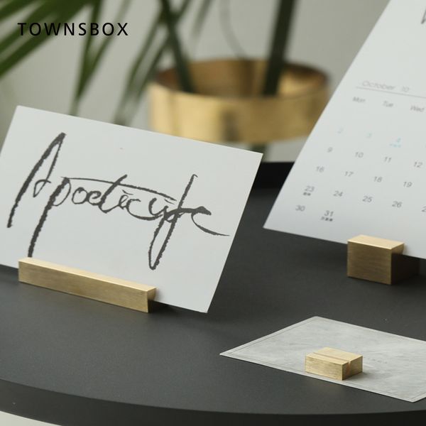 Brass Label Holder Stand Price Numer Card Seat Business Name Tag Clip Desk Photo Note Base Picture Postcard Display Block Base