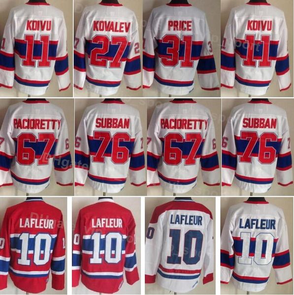 Men Hockey Vintage Retro 31 Carey Price Jerseys 67 Max Pacioretty 76 PK Subban 10 Guy Lafleur 11 Brendan Gallagher 27 Alex Kovalev Red White