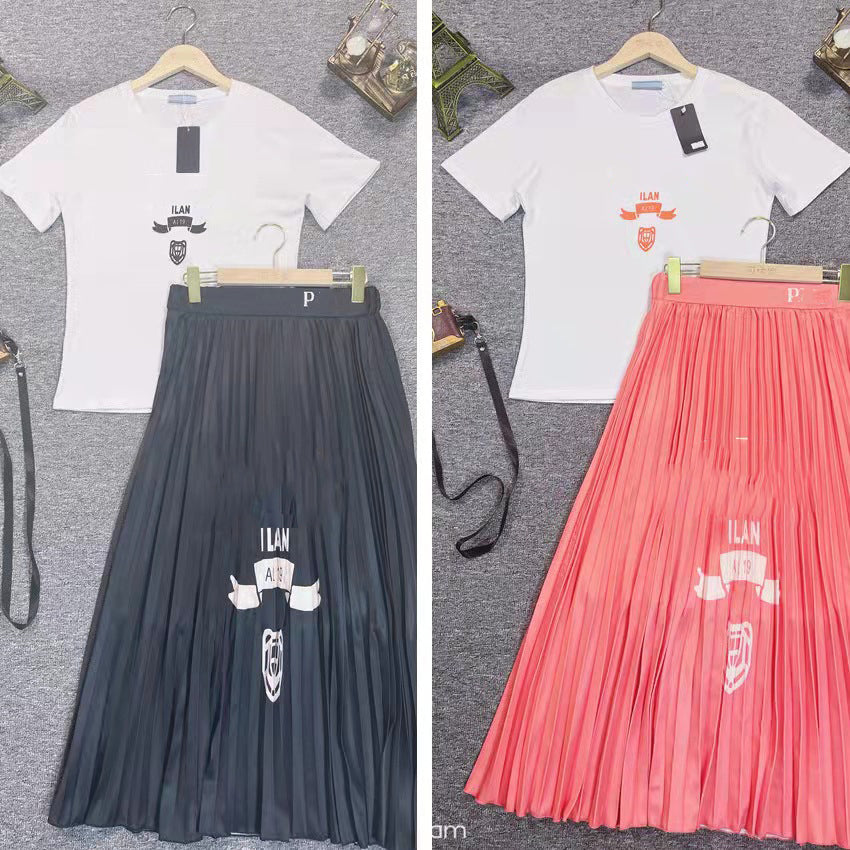 Women Two Piece Dress Short Sleeves And Skirts Tracksuits For Lady Slim T Shirts Dress Suits Summer Dersign Clothing