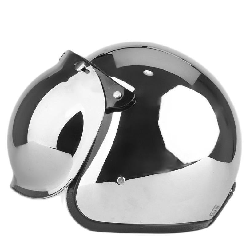 Motorcycle Helmets Open Face Helmet Vintage Capacete Chrome Silver Retro Casque Mirror Pilot Jet Moto 3-4 Half Casco