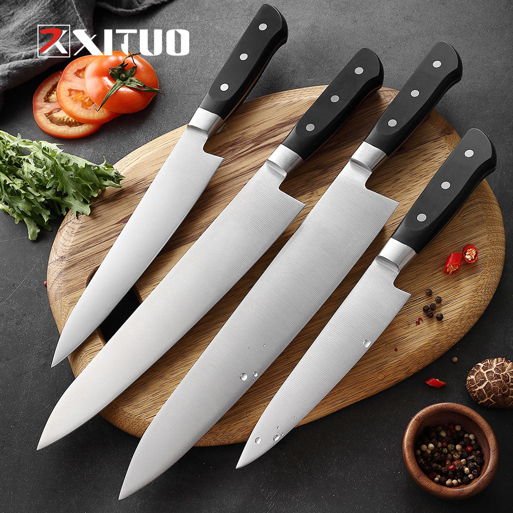 XITUO 4pcs Stainless Steel Chef Knife Set Kitchen Knife Tools With PP Plastic Handle High Quality Meat Cleaver Slicing Knives