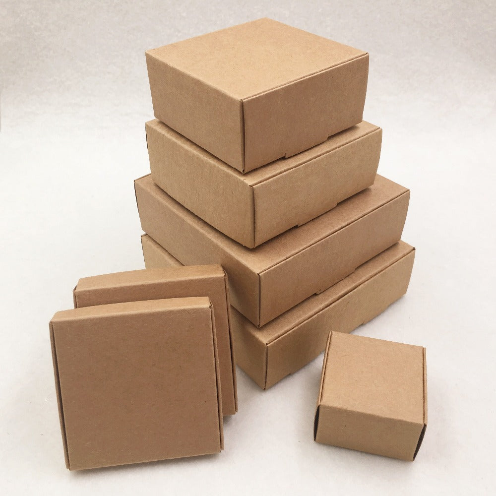 Kraft Paper Box 50pcs Multi Size Square Kraft Packaging Carton Box Wedding Party Favor Supplies Handmade Soap Chocolate Storage